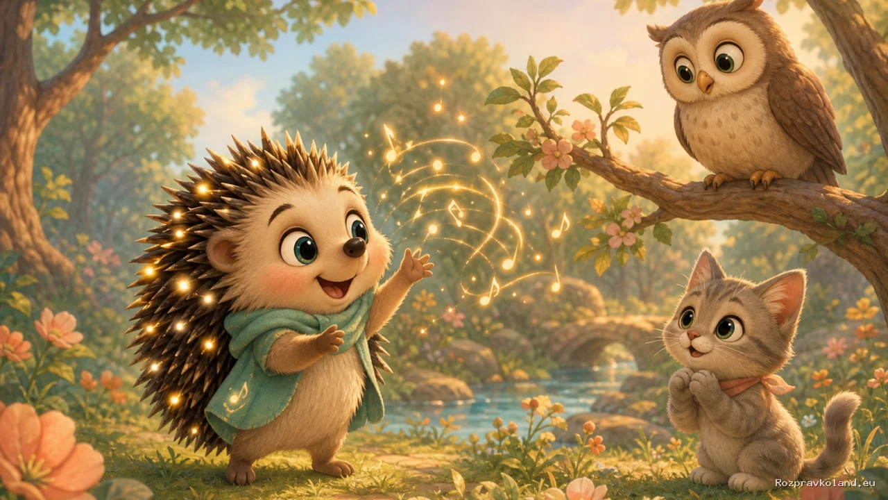 Ilustrácia k rozprávke Bambulko a jeho bodlinkové nôtky – scéna z príbehu