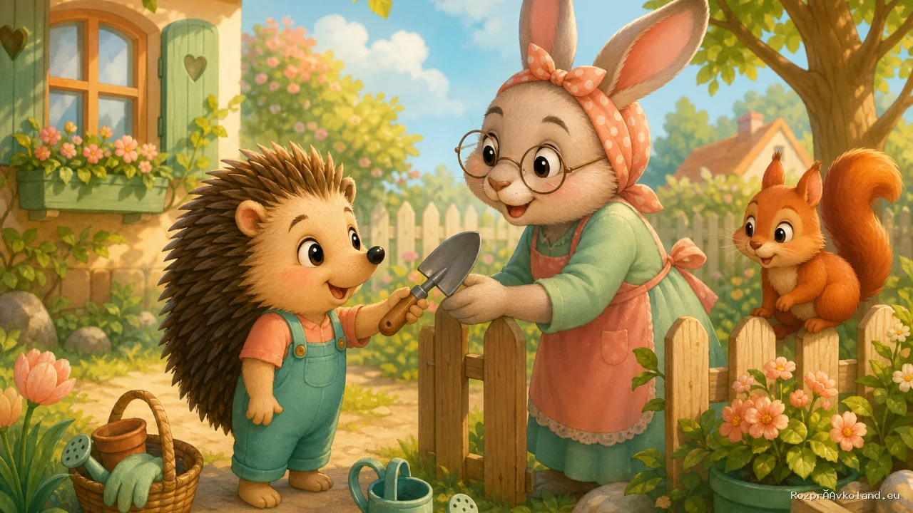 Ilustrácia k rozprávke Bodko a malý záhon pre babičku Zuzku – scéna z príbehu