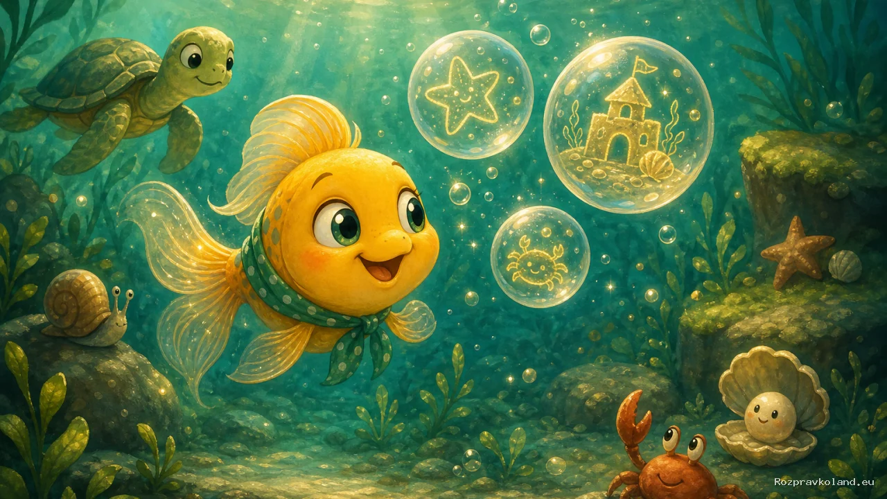 Ilustrácia k rozprávke Frilka a bublinkové posolstvá – scéna z príbehu
