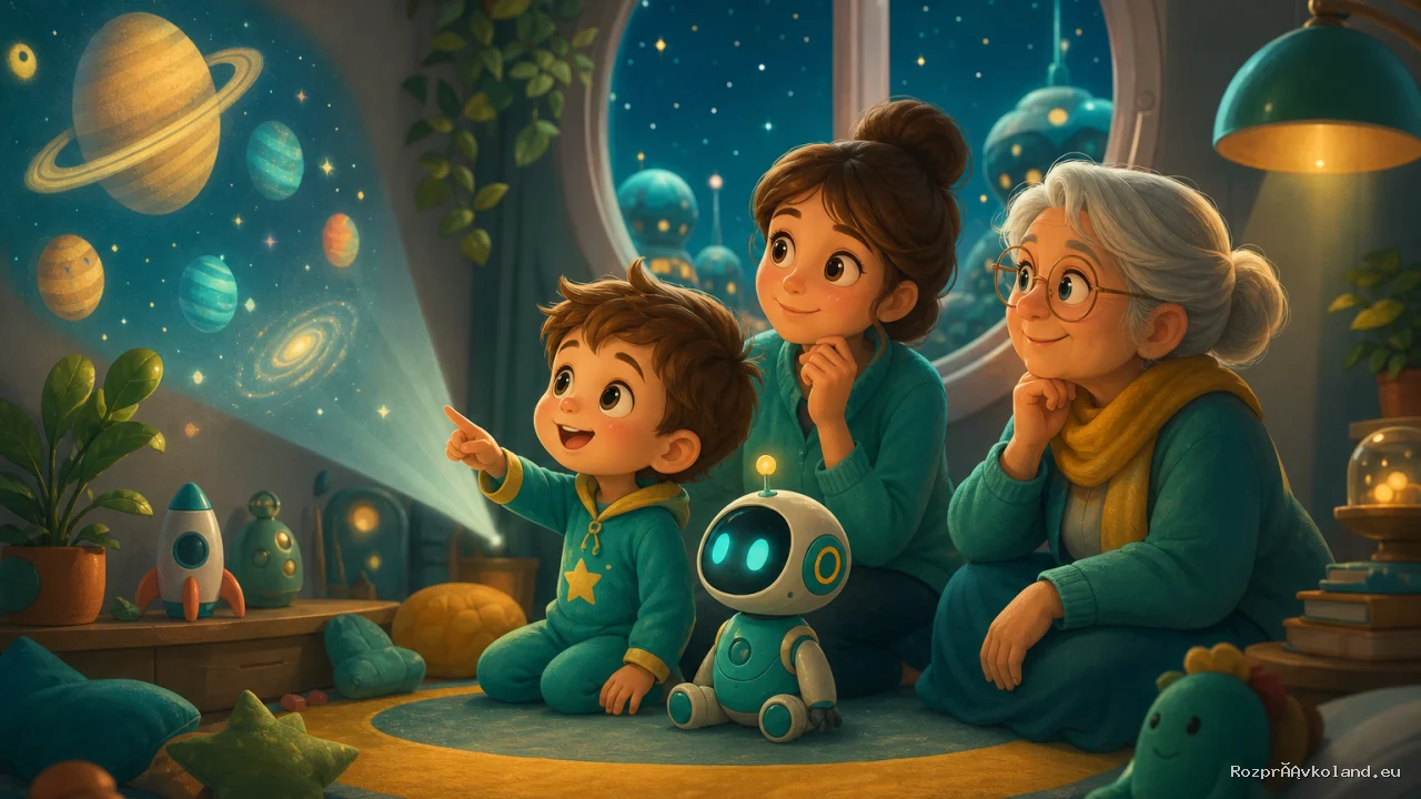 Ilustrácia k rozprávke Kubko a malý robot Mlček – scéna z príbehu