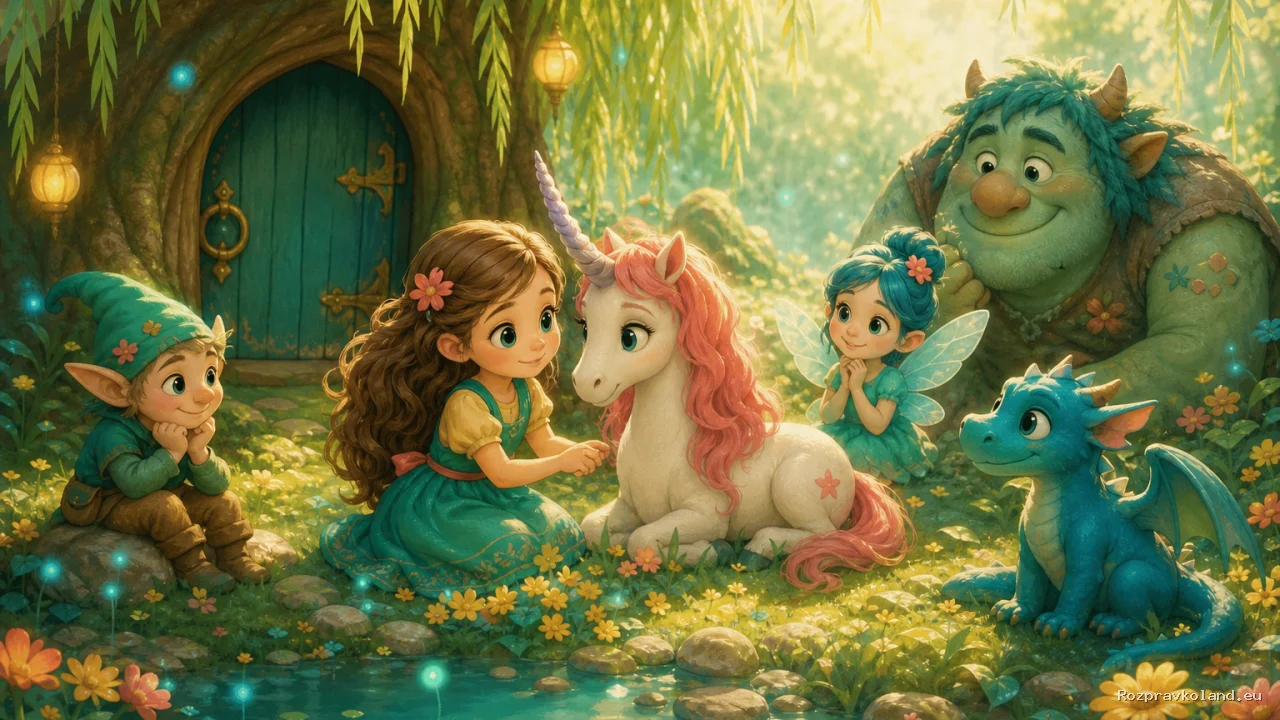 Ilustrácia k rozprávke Lučinka a tichý kruh prianí – scéna z príbehu