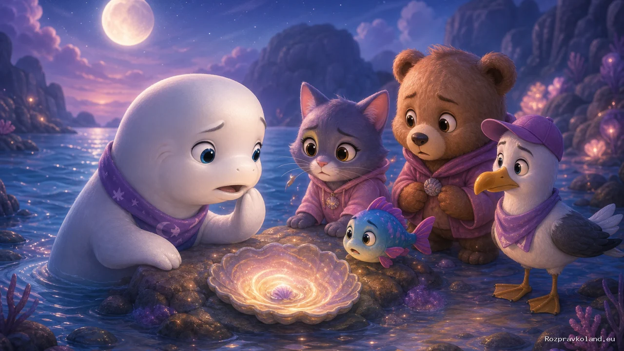 Ilustrácia k rozprávke Marek a piesňočka, čo sa skryla pod vlnou – scéna z príbehu