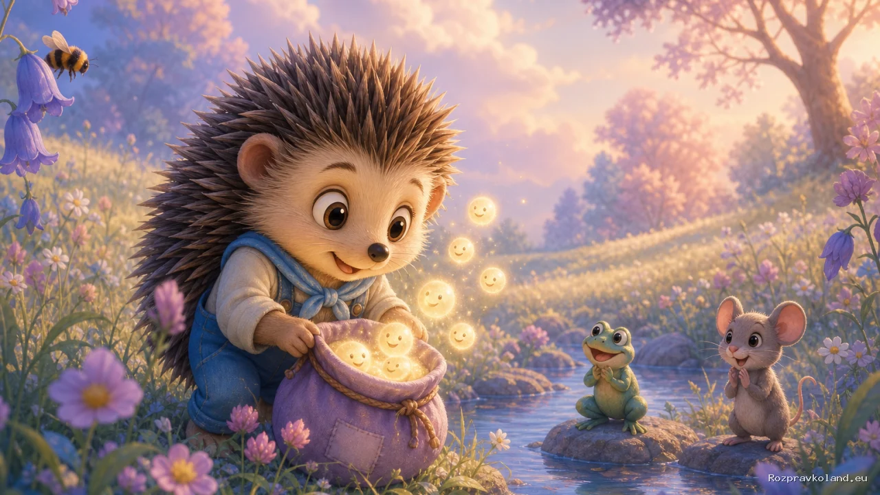 Ilustrácia k rozprávke Piplík a lúčne smiešky – scéna z príbehu