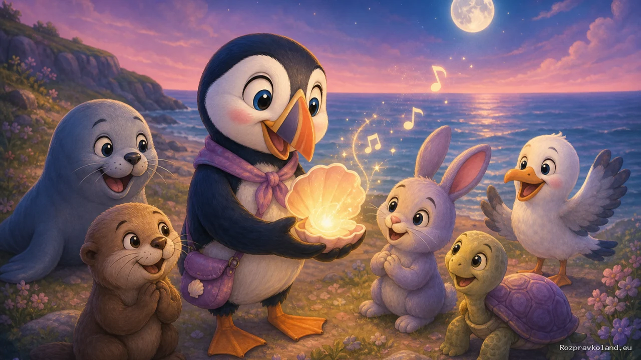 Ilustrácia k rozprávke Pufko a mušlička plná zvukov – pokračovanie príbehu